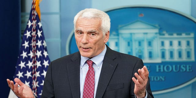 Jared Bernstein, a member of the White House Council of Economic Advisers, speaks during a press briefing at the White House in Washington, U.S., April 1, 2022. 