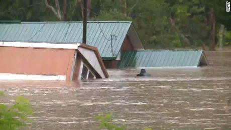 Water nearly swallowed some buildings Thursday morning in the community of Lost Creek in Breathitt County, eastern Kentucky.