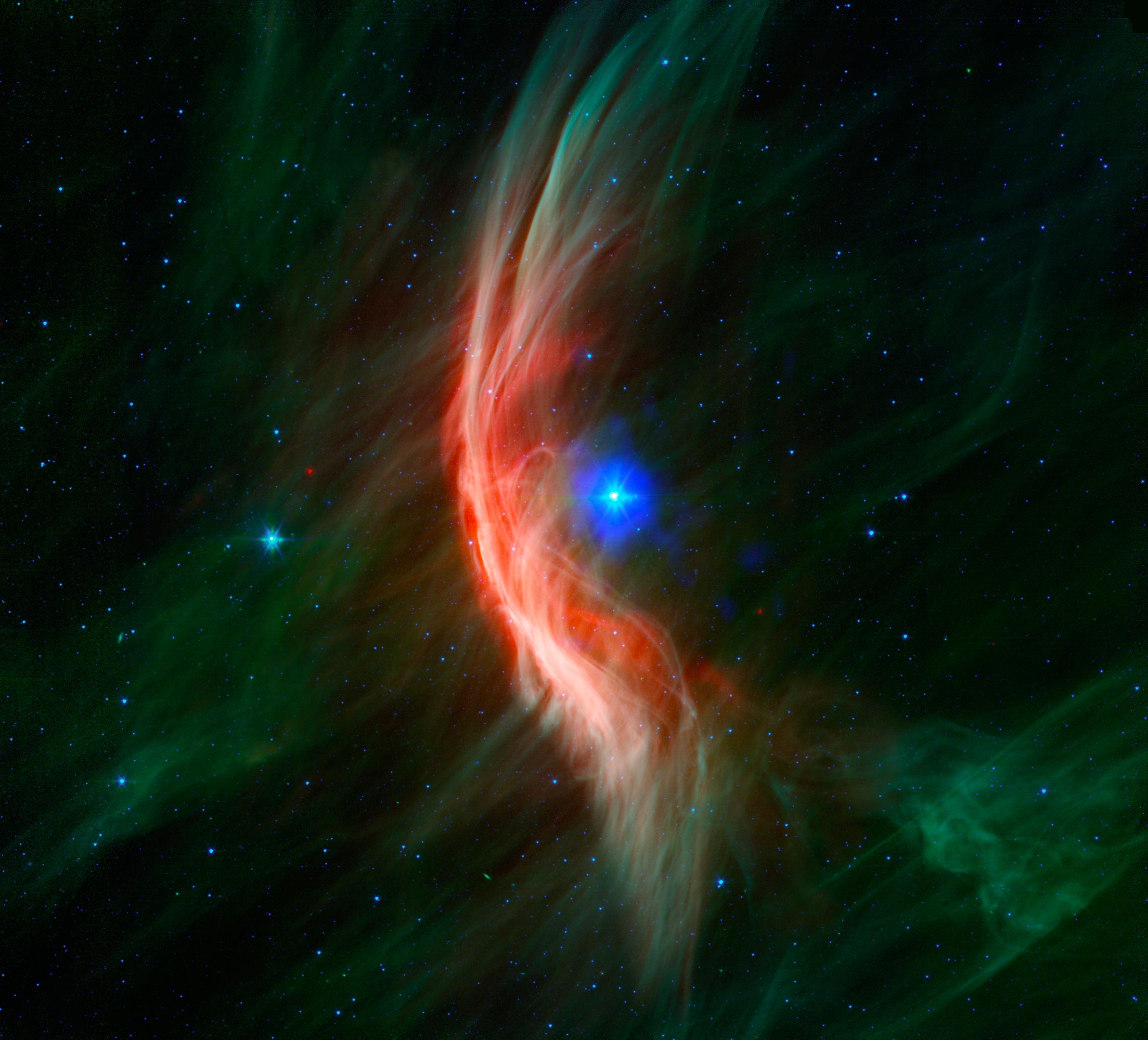 Zeta Ophiuchi: Spectacular shock wave from a rejected star traversing space at 160,000 km/h

