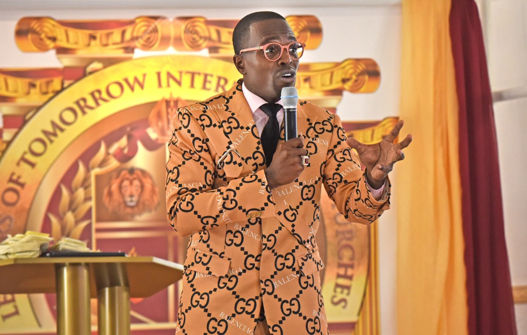 Bishop Lamor Whitehead, (pictured) preaching a week after he was robbed during his sermon. 