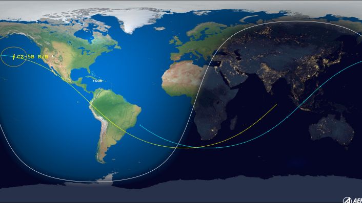 Graphic of the reentry location for China