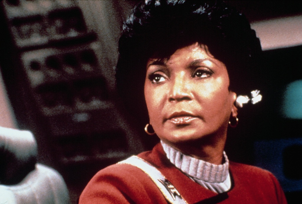 STAR TREK II: THE WRATH OF KHAN, Nichelle Nichols, wearing her communication headset, 1982. (c)Paramount.  Courtesy of The Everett Collection.